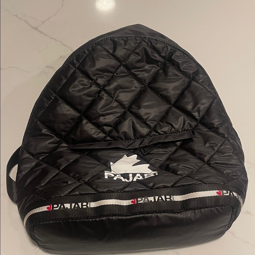 Pajar Canada Black soft Quilted Backpack with White Logo great condition